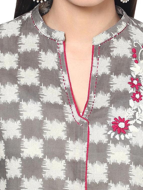 grey kurta & plazzo set - 11785158 - Zoom Image - 4