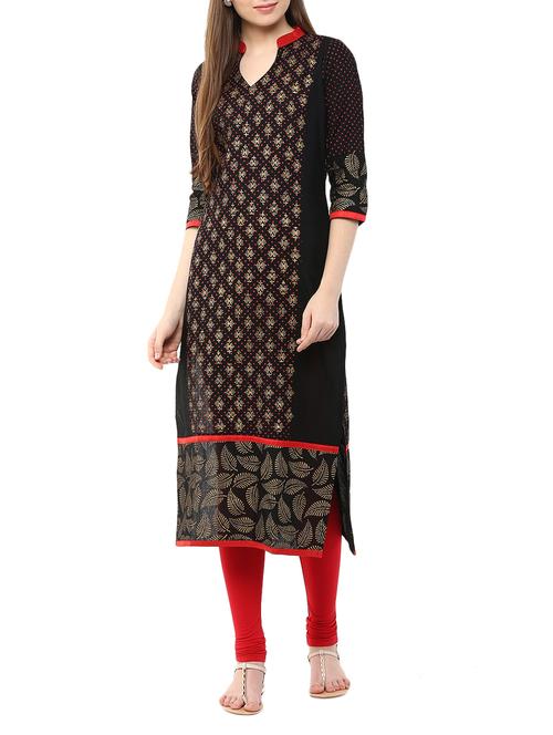 block print straight kurta - 11789244 - Standard Image - 1