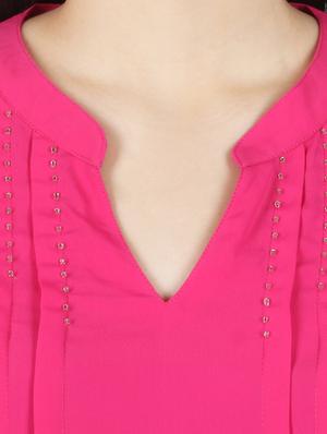pink solid crepe tunic - 11792151 - Standard Image - 4