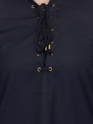 black solid georgette tunic - 11801597 - Standard Image - 4