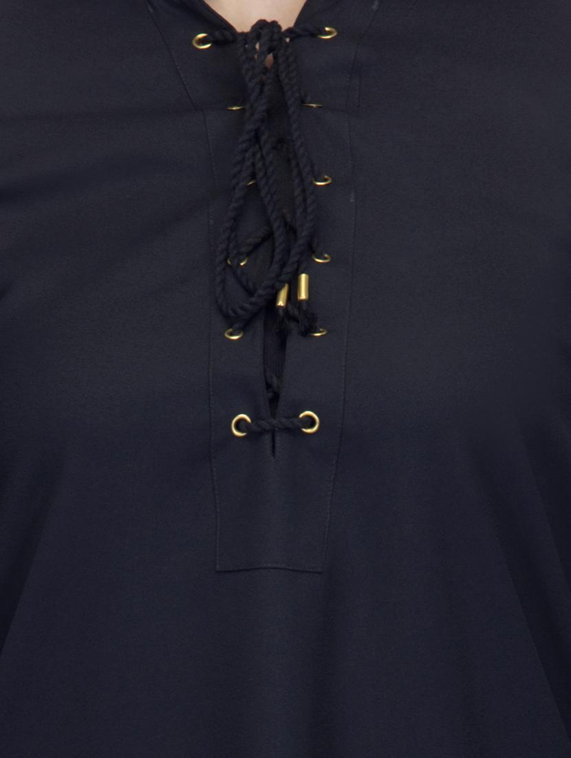 black solid georgette tunic - 11801597 - Zoom Image - 4