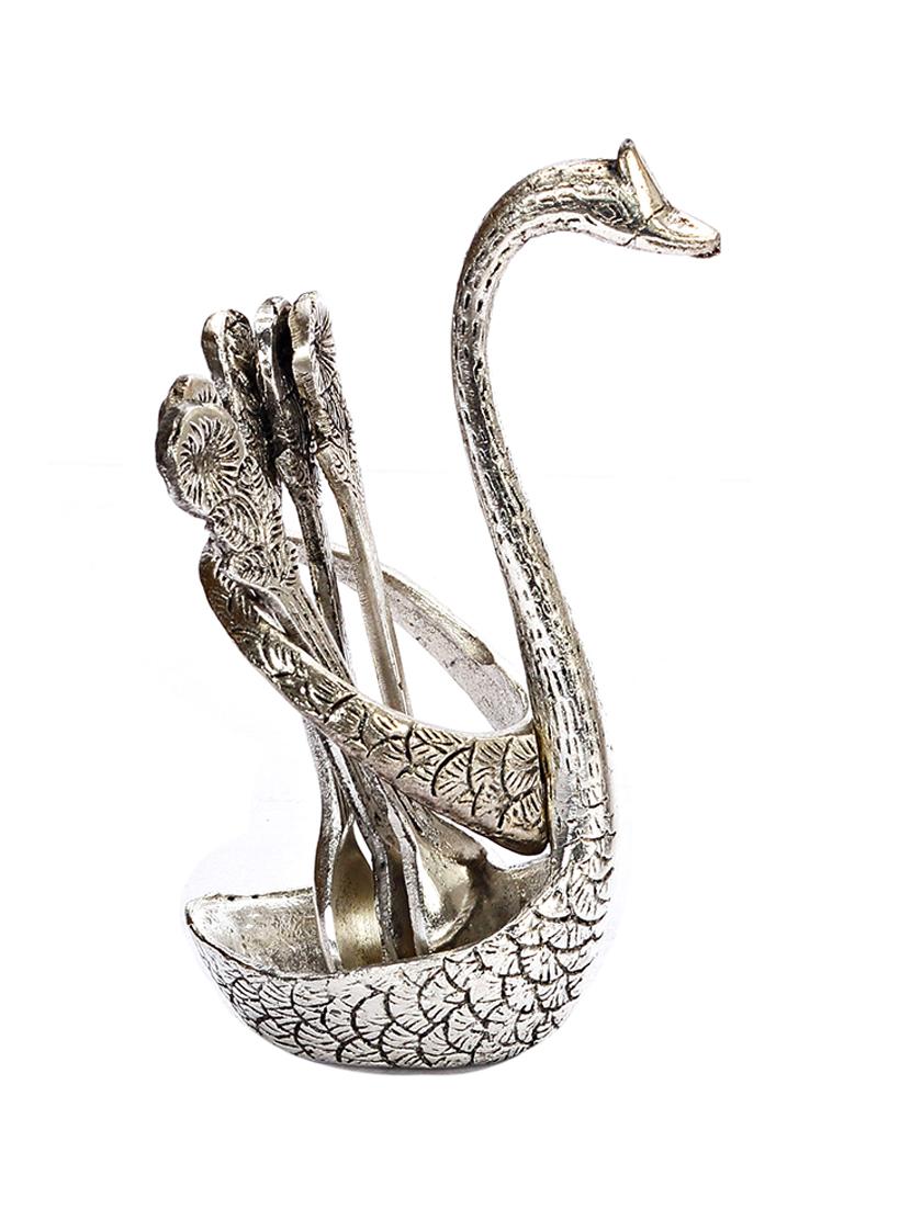 Silver Metallic Finish Swan Shape Spoon Stand - By