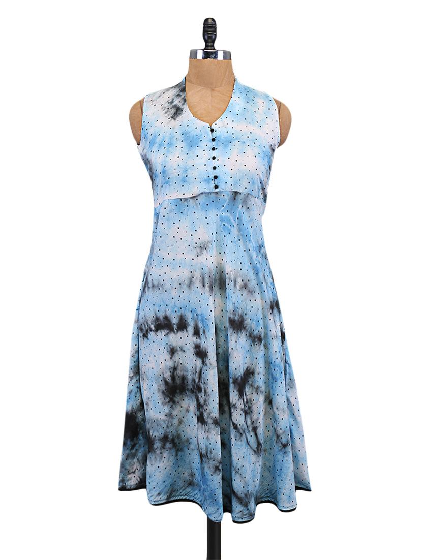 Blue Rayon Printed Kurta - By