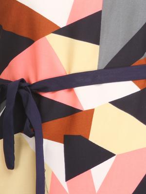 navy blue poly crepe belted dress - 11833029 - Standard Image - 4