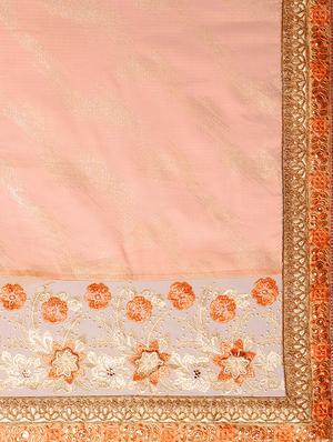 peach half and half georgette saree with blouse - 11866339 - Standard Image - 4