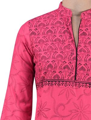 pink cotton printed kurti - 1186787 - Standard Image - 4