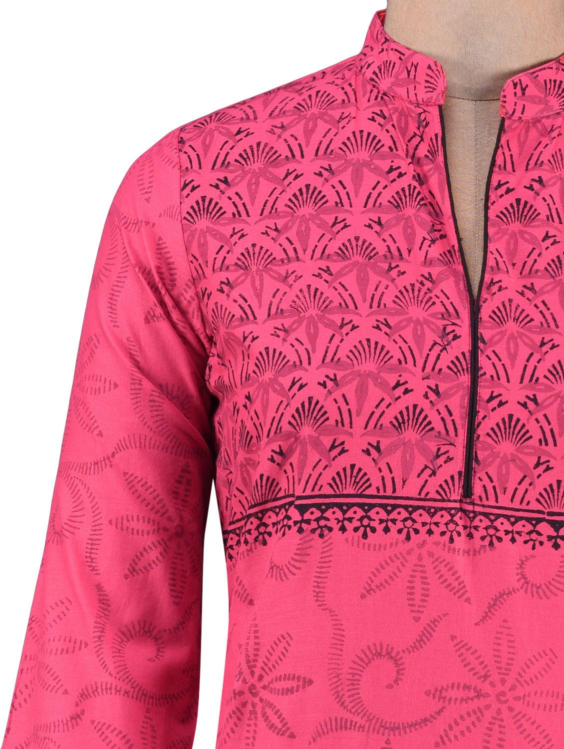 pink cotton printed kurti - 1186787 - Zoom Image - 4