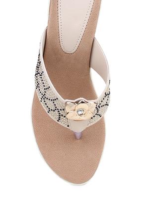 cream embelished faux leather wedges - 11899859 - Standard Image - 4