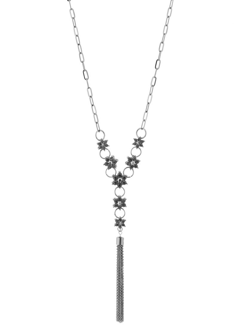 Black Metal Long Necklace - By