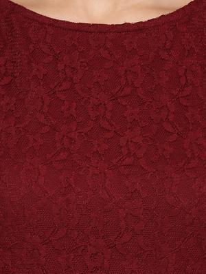 solid maroon cotton regular top - 11913550 - Standard Image - 4