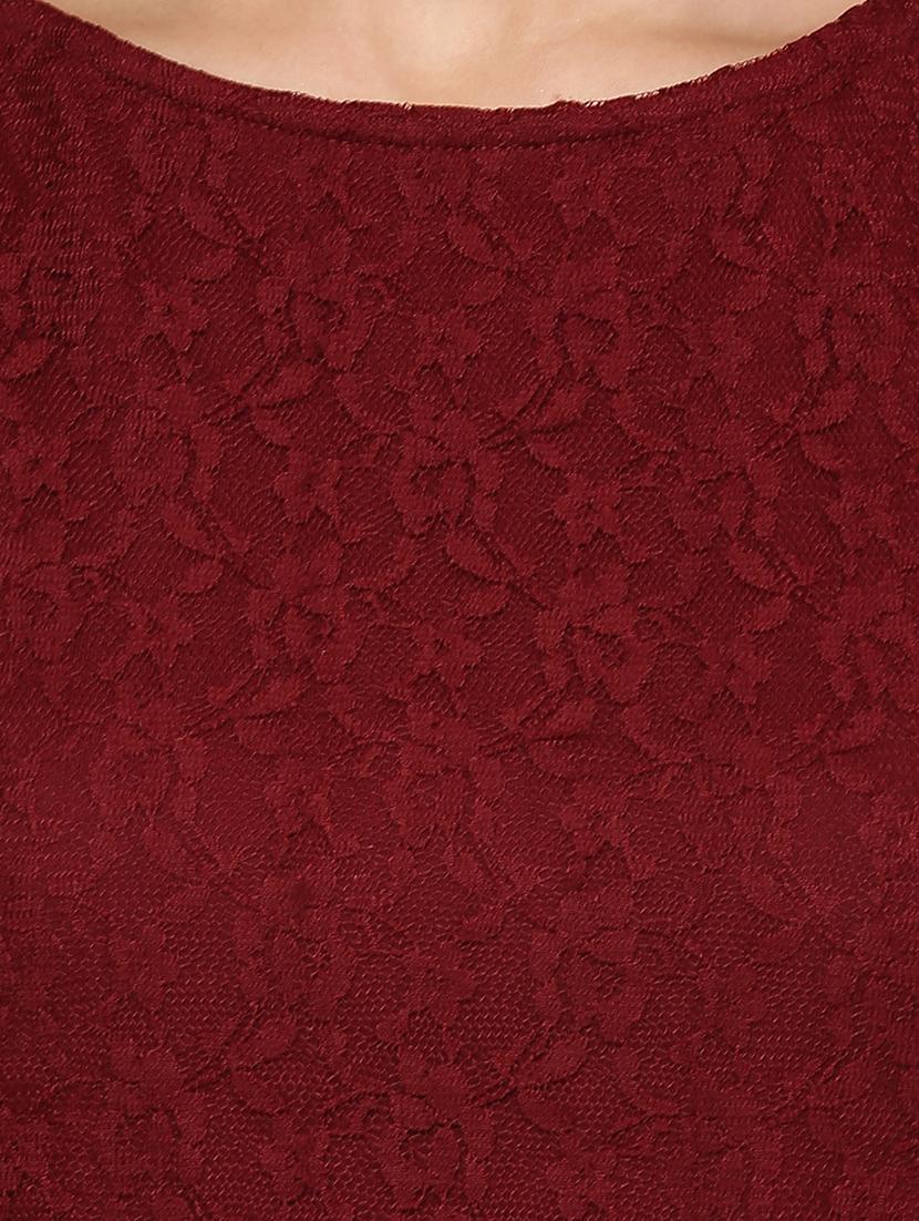 solid maroon cotton regular top - 11913550 - Zoom Image - 4