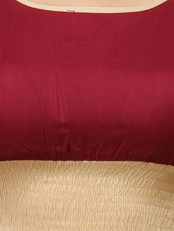 maroon rayon flared kurta - 11916026 - Zoom Image - 4