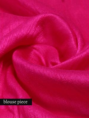 Black faux georgette saree with pink border - 1192802 - Standard Image - 4
