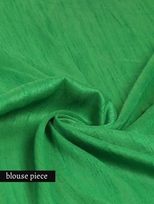 Blue faux georgette saree with green border - 1192807 - Standard Image - 4