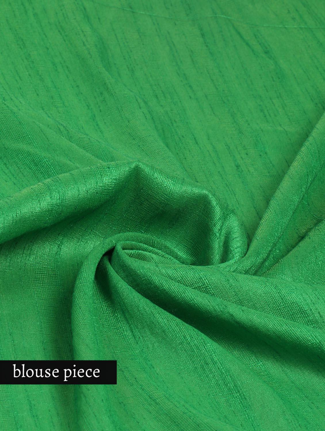 Blue faux georgette saree with green border - 1192807 - Zoom Image - 4
