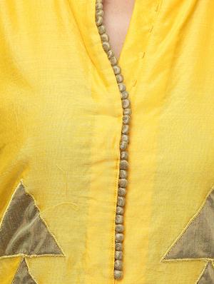 yellow silk straight kurta - 11954375 - Standard Image - 4