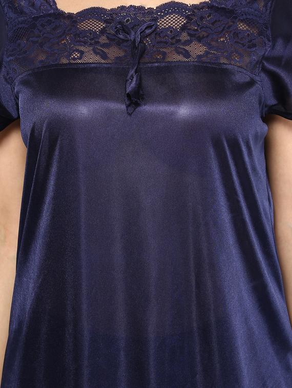 blue satin pyjama set nightwear - 11958650 - Zoom Image - 4