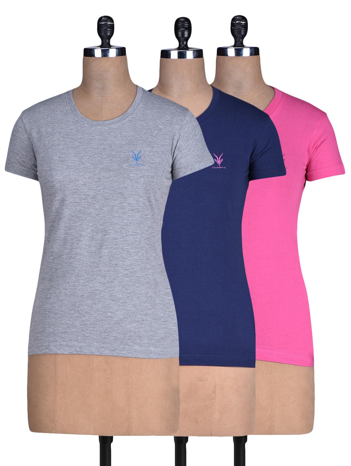 Set Of 3 Cotton Knit T-shirt - By