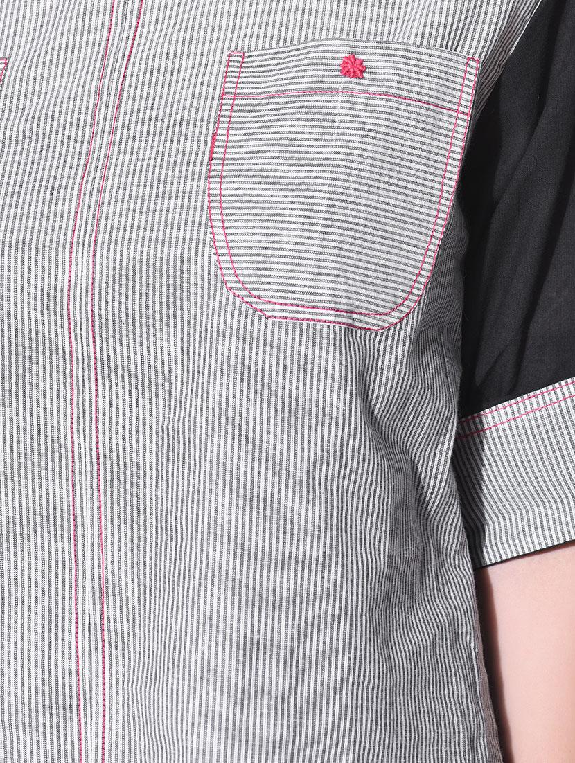 Grey and black cotton shirt - 12080996 - Zoom Image - 4