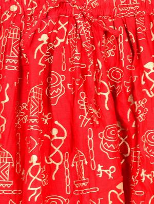 red cotton flared skirt - 12086521 - Standard Image - 4