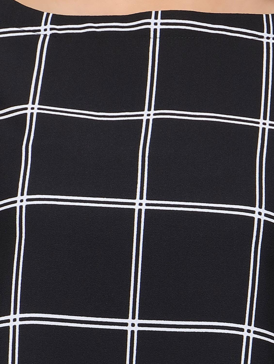 black checkered crepe regular top - 12104554 - Zoom Image - 4