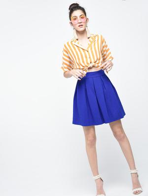 blue polyester pleated skirts - 12107537 - Standard Image - 4