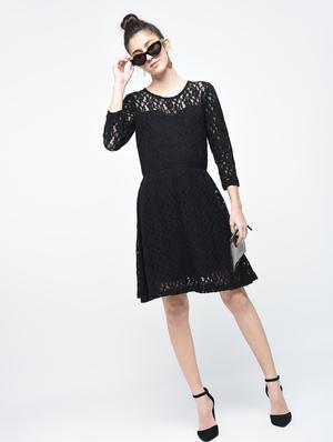 floral laced flared dress - 12107549 - Standard Image - 4