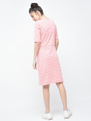 light pink striped cotton sheath dress - 12107560 - Standard Image - 4