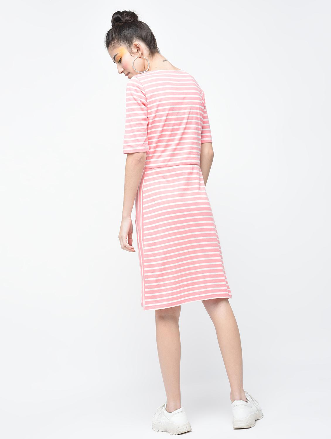 light pink striped cotton sheath dress - 12107560 - Zoom Image - 4