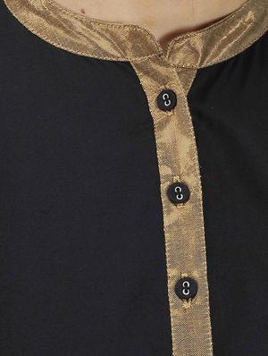black cotton straight kurta - 12108460 - Standard Image - 4