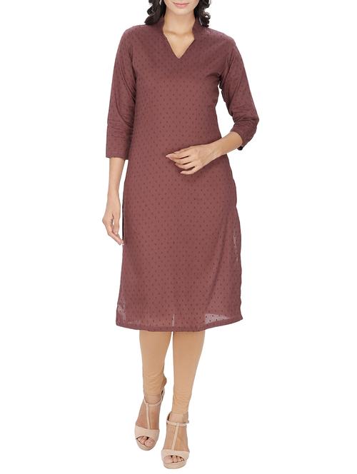 brown cotton staright kurta - 12127093 - Very Small Image - 1