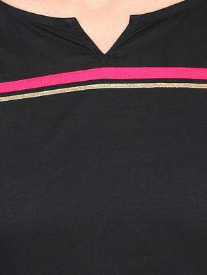 black cotton long kurta - 12184780 - Standard Image - 4