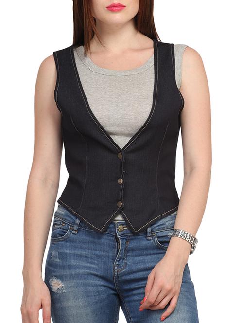 black denim summer jacket - 12197551 - Standard Image - 1