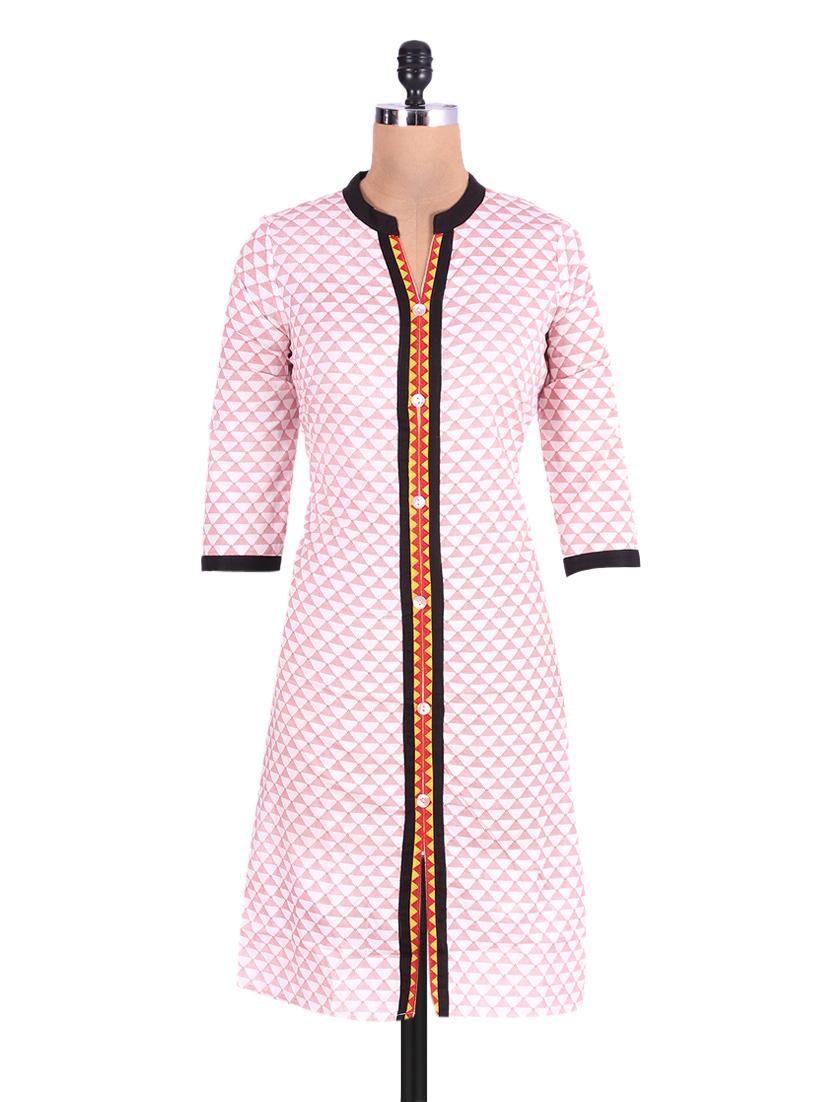 White Cotton Printed Kurta - By