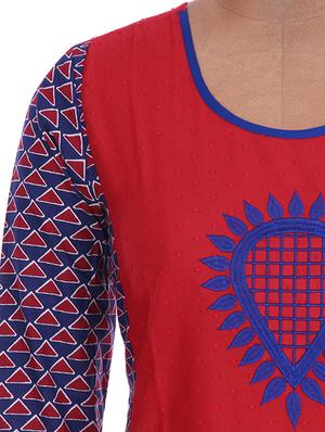 Red Cotton Printed Kurta - 1220940 - Standard Image - 4