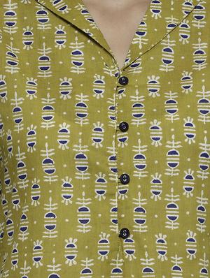 mehandi cotton printed straight kurta - 12210288 - Standard Image - 4