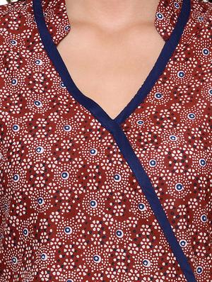 maroon cotton A-line kurta - 12210296 - Standard Image - 4