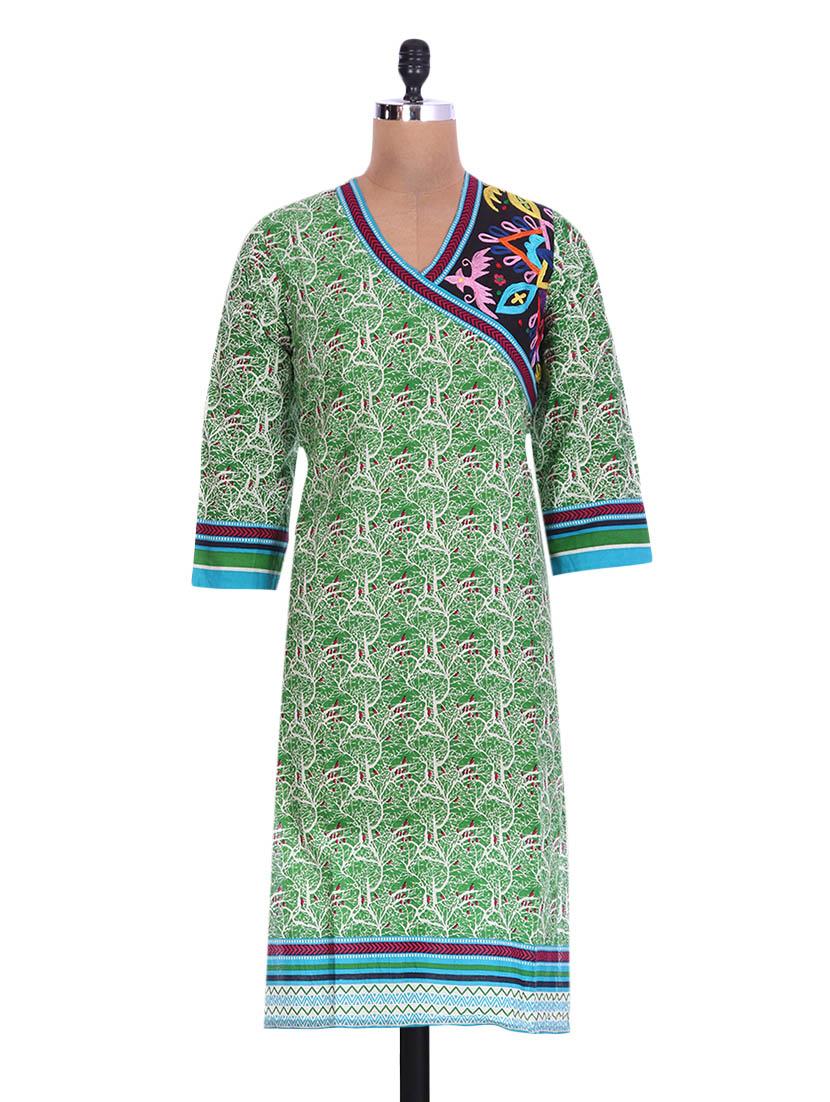 Green Cotton Printed Kurta - By