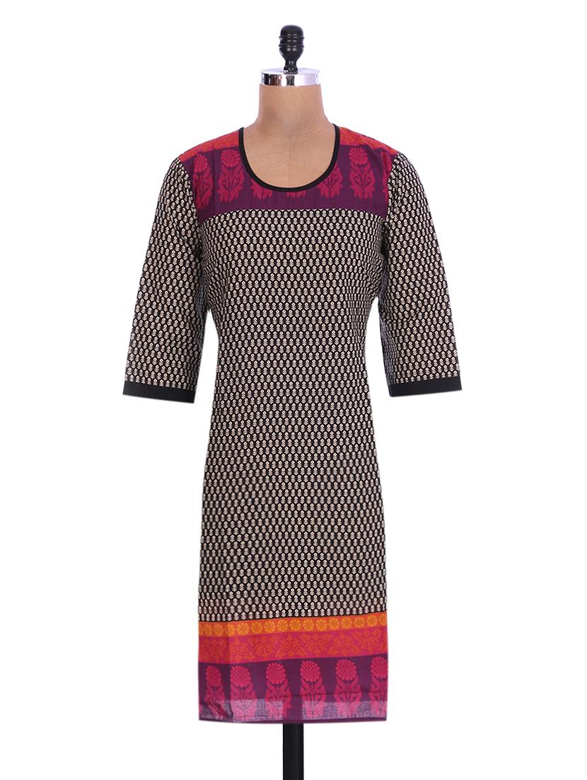 Multicolored Cotton Printed Kurta - By