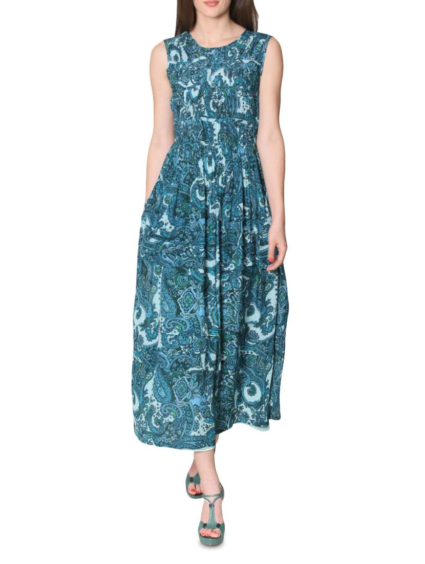 Blue Printed Sleeveless Maxi Dress - LABEL Ritu Kumar