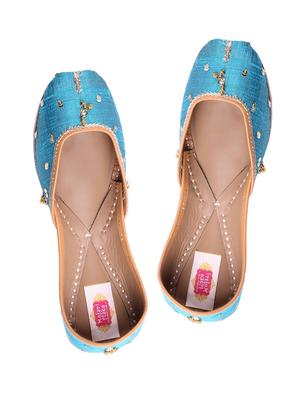 teal silk sequin embellished mojaris - 12241608 - Standard Image - 4