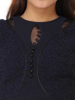 navy blue polyester sheath dress - 12249033 - Standard Image - 4