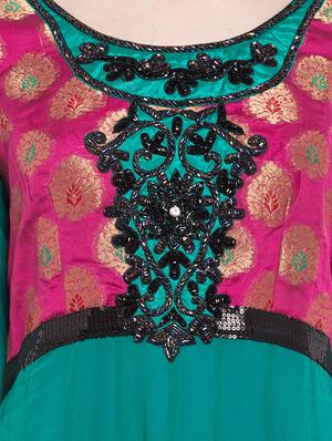 green faux georgette anarkali kurta - 12263121 - Standard Image - 4