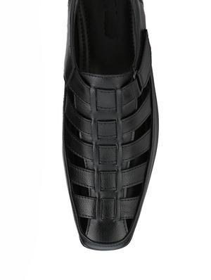 black leather slip on sandal - 12265639 - Standard Image - 4