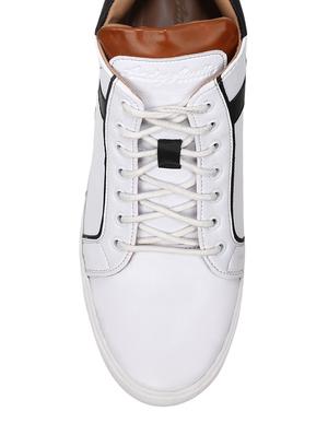 white leatherette lace up sneaker - 12297655 - Standard Image - 4