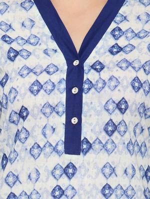 blue cotton straight kurta - 12308850 - Standard Image - 4