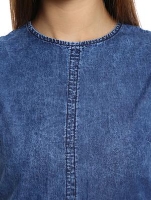 solid blue denim dress - 12343524 - Standard Image - 4