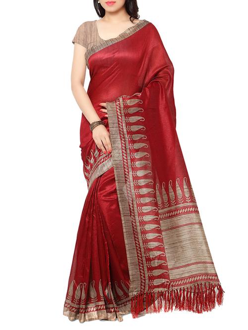 red bordered saree with blouse - 12350824 - Standard Image - 1