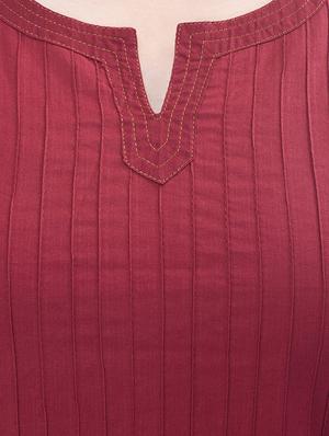 maroon cotton straight kurti - 12352703 - Standard Image - 4
