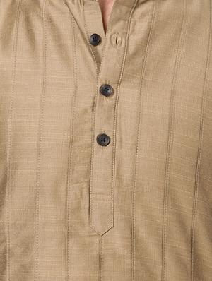 solid brown dupion kurta - 12352874 - Standard Image - 4